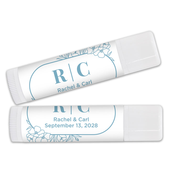 Personalized Lip Balm Wedding Favors, Floral Line Drawing