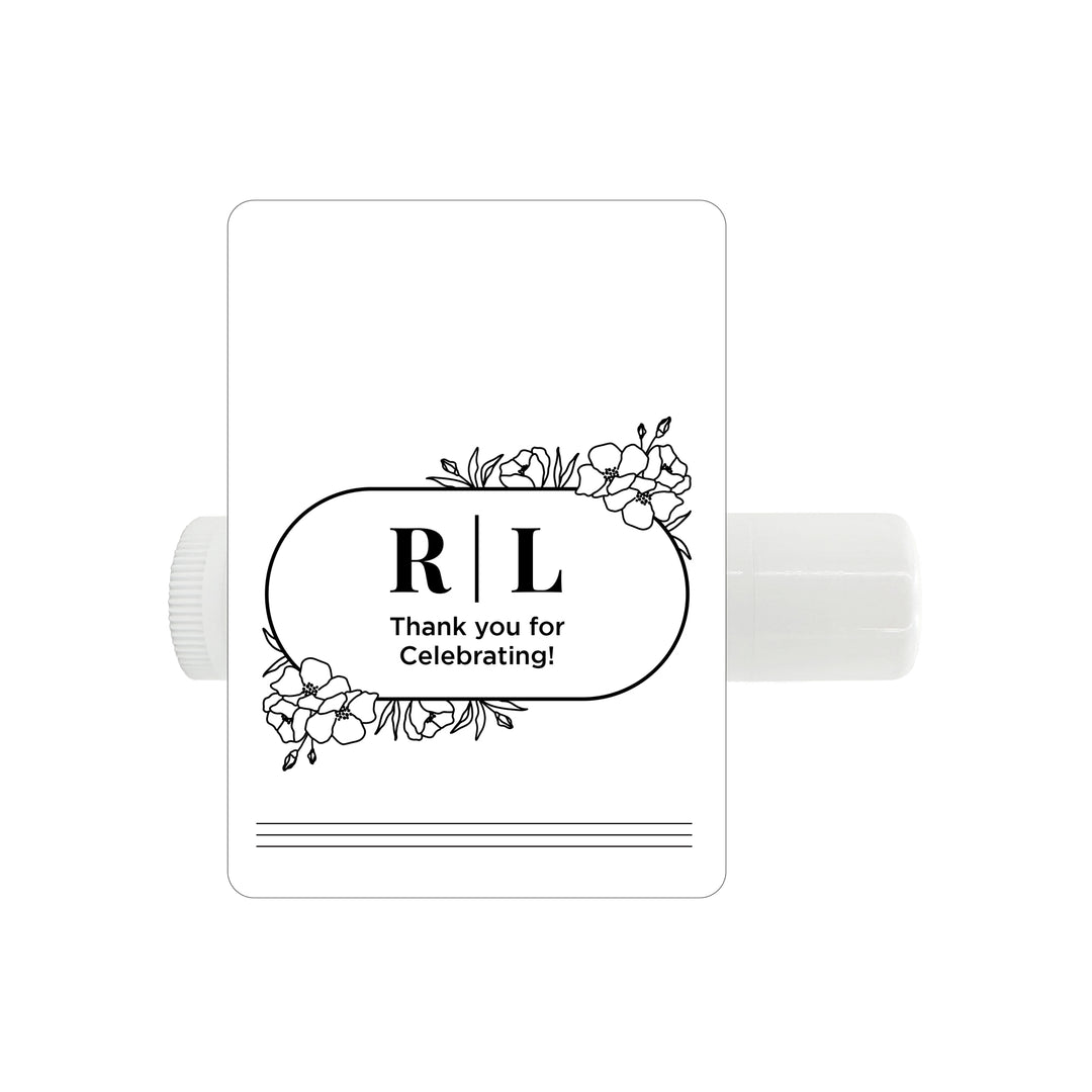 Personalized Lip Balm Wedding Favors, Floral Line Drawing