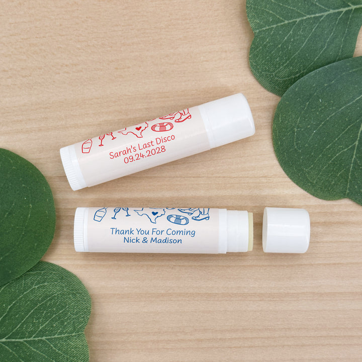 Personalized Lip Balm Wedding Favors, Girls Trip, Hand Drawn Austin Lip Balm