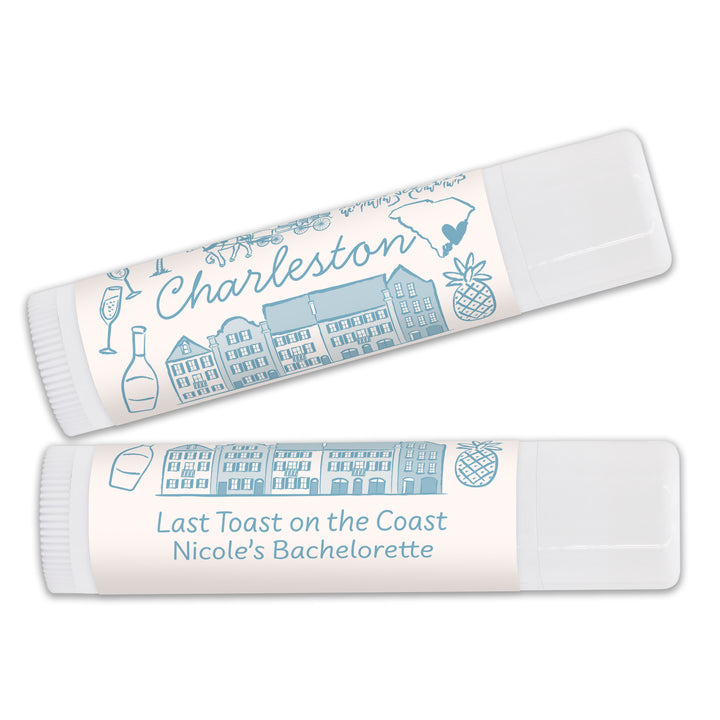 Personalized Lip Balm Wedding Favors, Girls Trip, Hand Drawn Charleston Lip Balm
