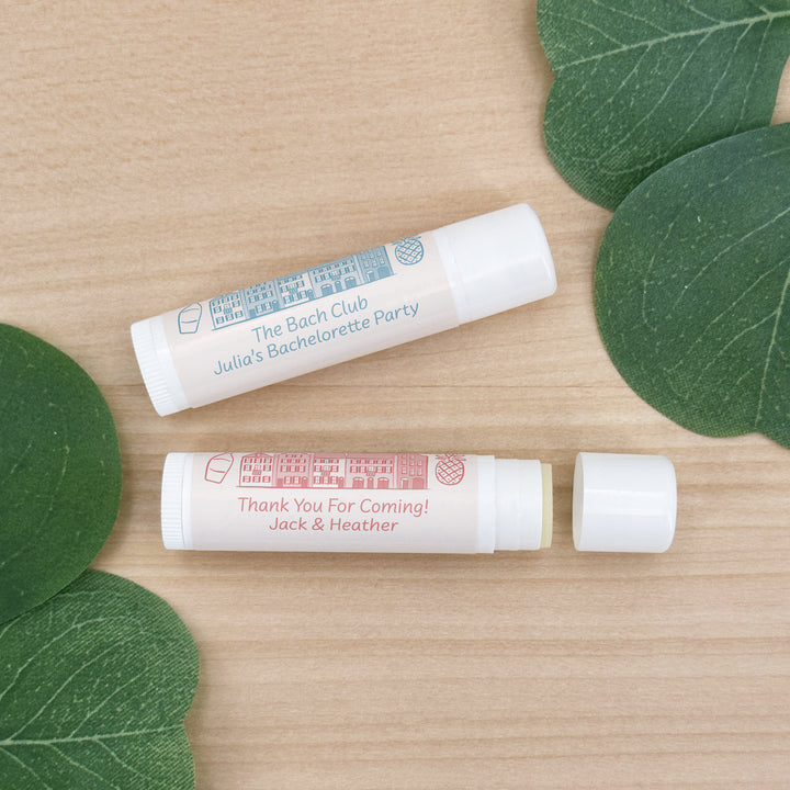 Personalized Lip Balm Wedding Favors, Girls Trip, Hand Drawn Charleston Lip Balm