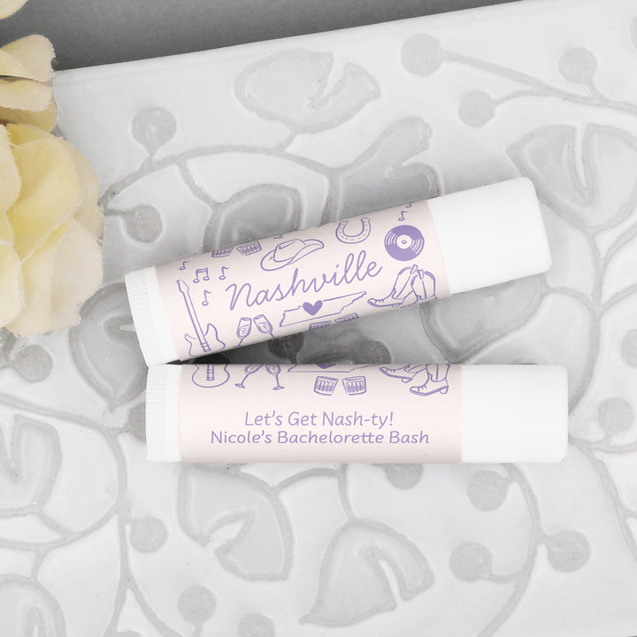 Personalized Lip Balm Wedding Favors, Girls Trip, Hand Drawn Nashville Lip Balm
