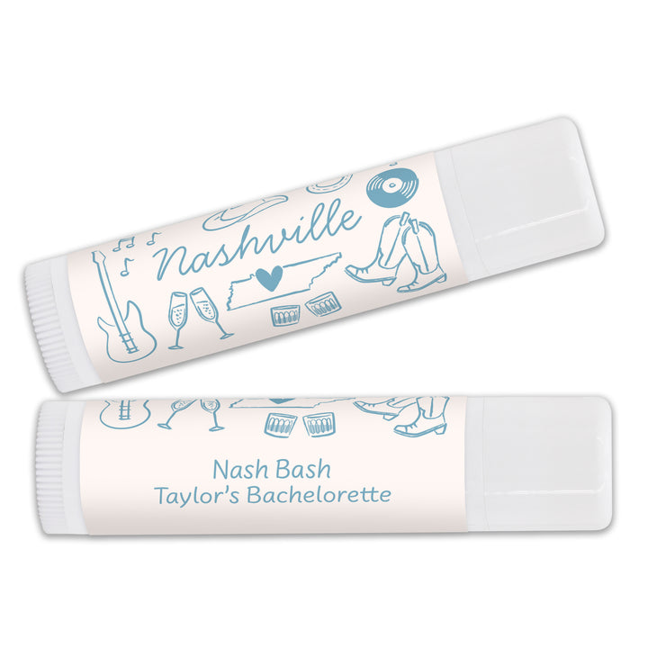 Personalized Lip Balm Wedding Favors, Girls Trip, Hand Drawn Nashville Lip Balm