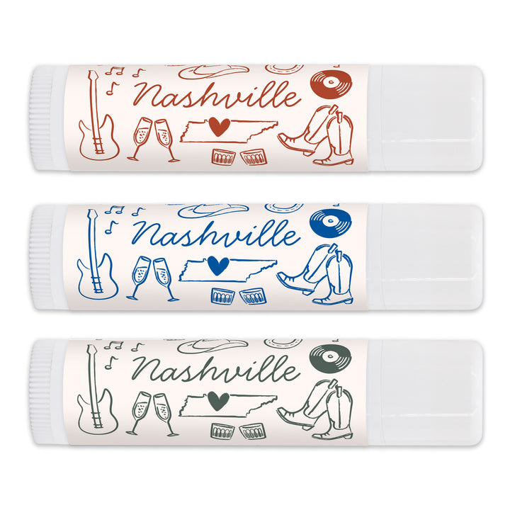 Personalized Lip Balm Wedding Favors, Girls Trip, Hand Drawn Nashville Lip Balm