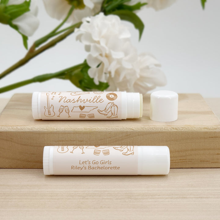Personalized Lip Balm Wedding Favors, Girls Trip, Hand Drawn Nashville Lip Balm