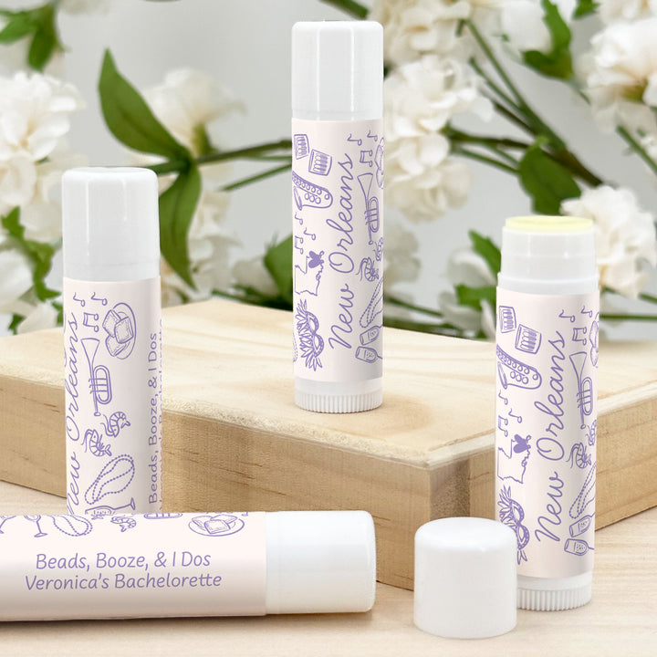Personalized Lip Balm Wedding Favors, Girls Trip, Hand Drawn New Orleans Lip Balm