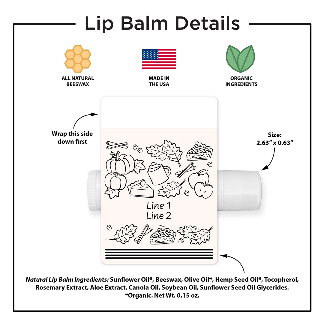 Fall Doodle Lip Balm, Bridal Shower, Friendsgiving, Baby Shower Party Favors