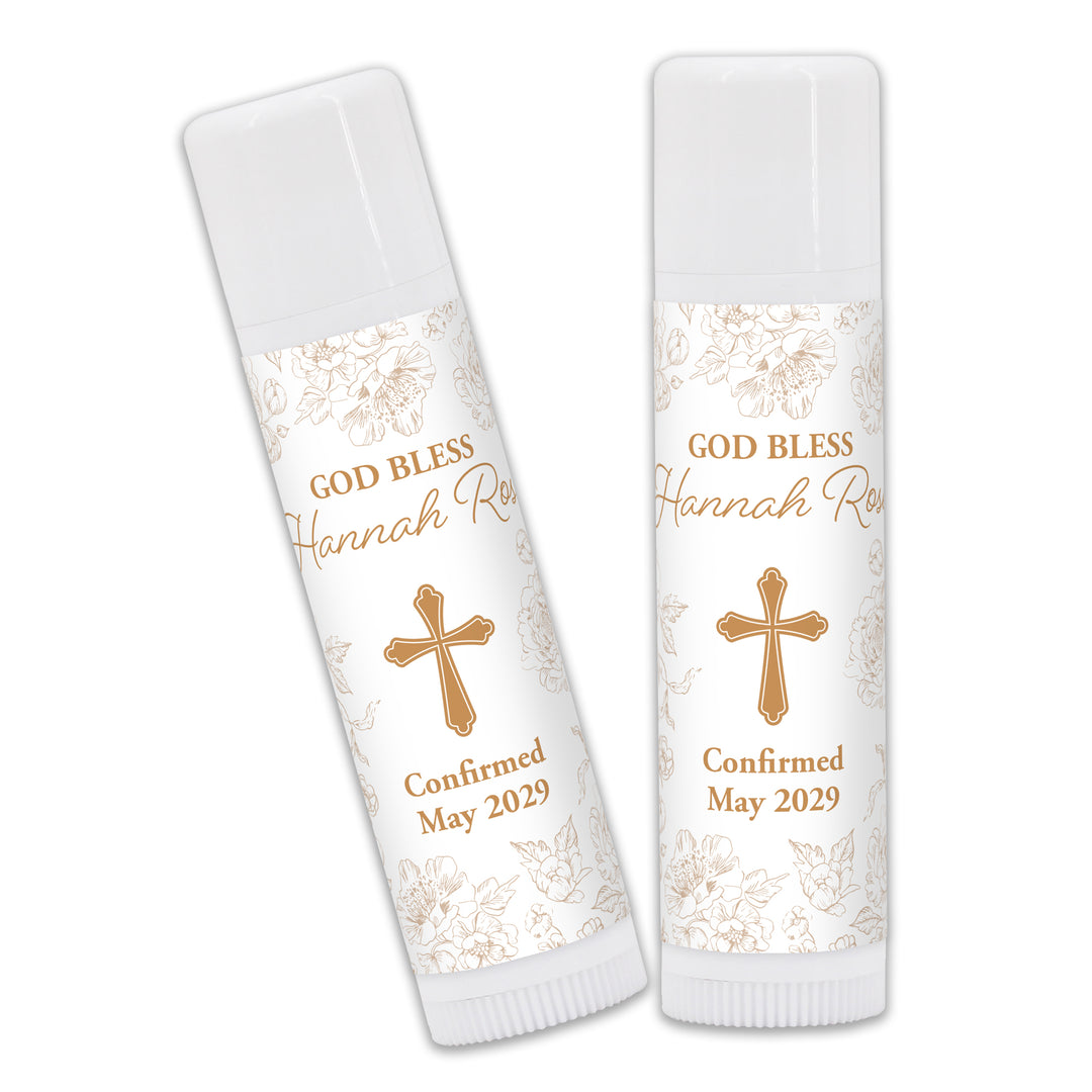 Personalized Lip Balm Baptism Favors, First Holy Communion Favors, Chinoiserie Toile Lip Balm