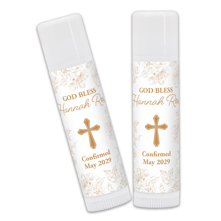 Personalized Lip Balm Baptism Favors, First Holy Communion Favors, Chinoiserie Toile Lip Balm