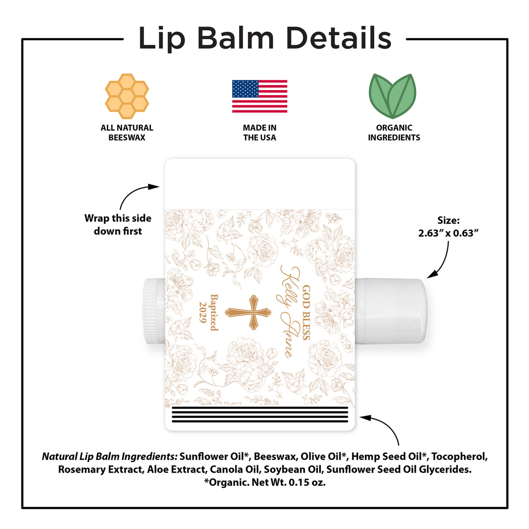 Personalized Lip Balm Baptism Favors, First Holy Communion Favors, Chinoiserie Toile Lip Balm