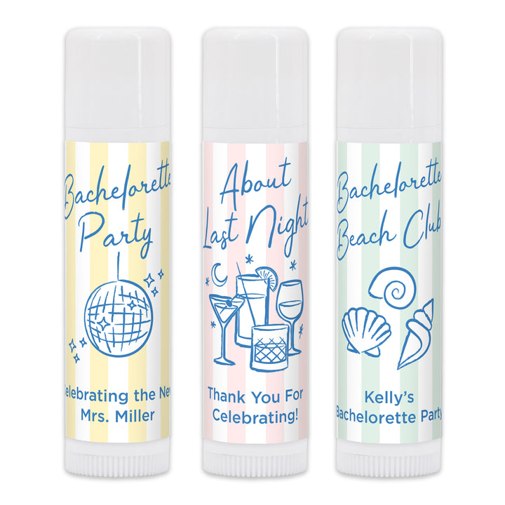 About Last Night, Last Toast on the Coast, Bachelorette Stripe Lip Balm