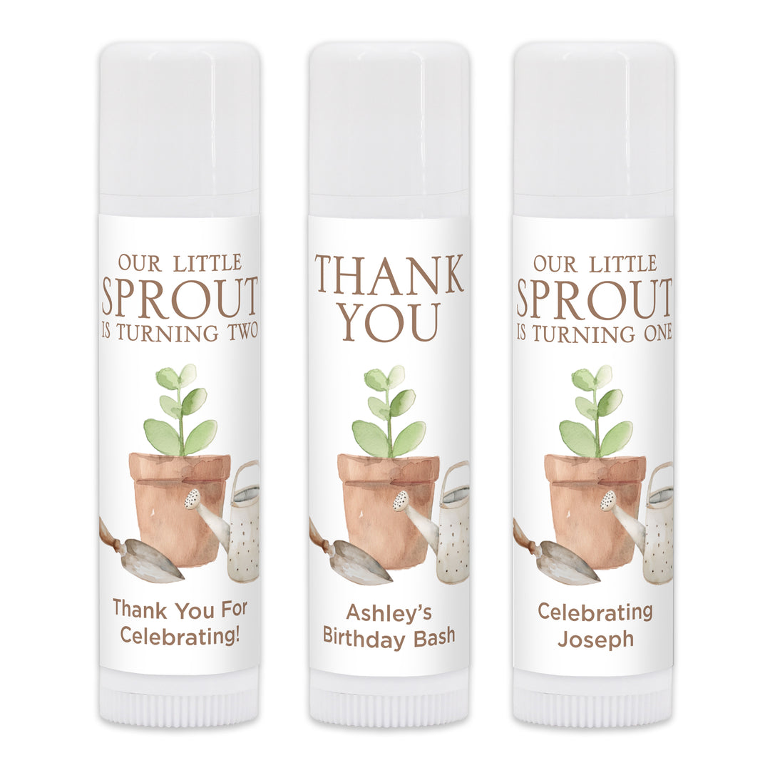 Little Sprout Birthday, Our Little Sprout is Turning One, Birthday Lip Balm
