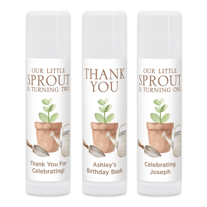 Little Sprout Birthday, Our Little Sprout is Turning One, Birthday Lip Balm