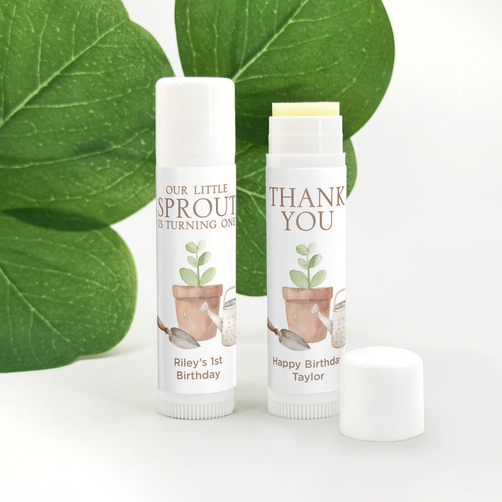 Little Sprout Birthday, Our Little Sprout is Turning One, Birthday Lip Balm