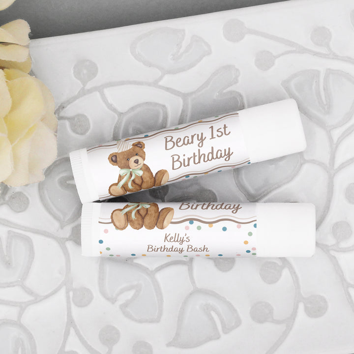 Teddy Bear Birthday, Beary First Birthday, Birthday Lip Balm