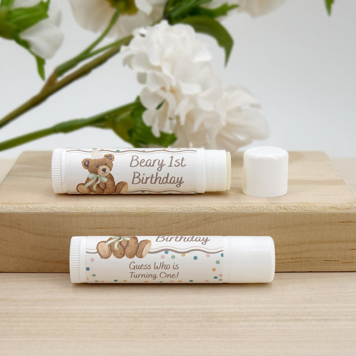 Teddy Bear Birthday, Beary First Birthday, Birthday Lip Balm