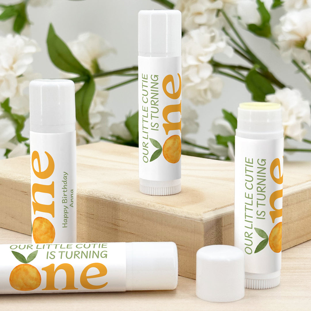 Little Cutie Birthday, Our Little Cutie is Turning One, Birthday Lip Balm