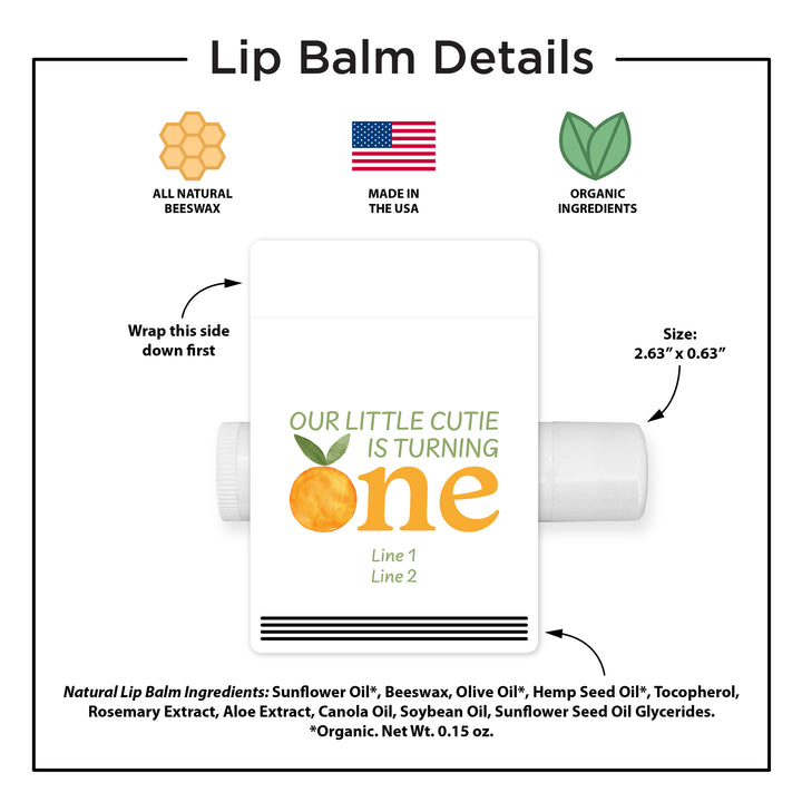 Little Cutie Birthday, Our Little Cutie is Turning One, Birthday Lip Balm