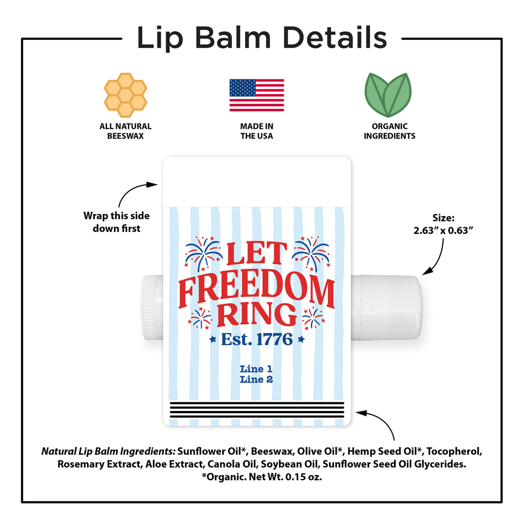 Patriotic Lip Balm Favors, God Bless America, 4th of July Party, Lip Balm
