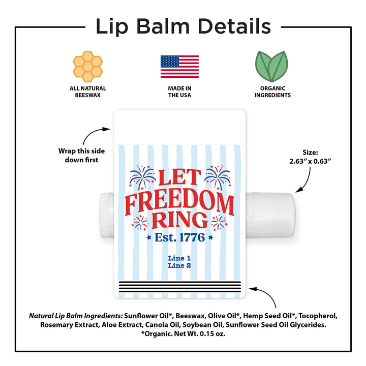 Patriotic Lip Balm Favors, God Bless America, 4th of July Party, Lip Balm