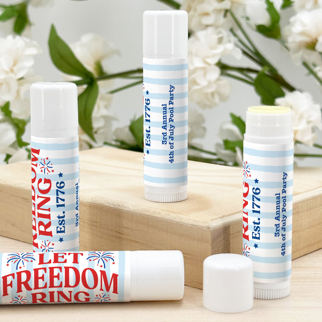 Patriotic Lip Balm Favors, God Bless America, 4th of July Party, Lip Balm