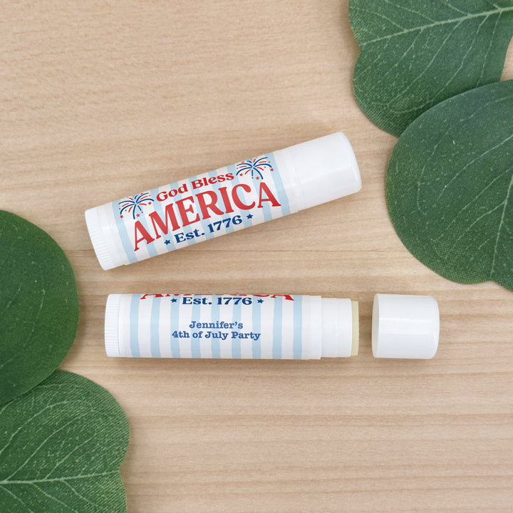 Patriotic Lip Balm Favors, God Bless America, 4th of July Party, Lip Balm
