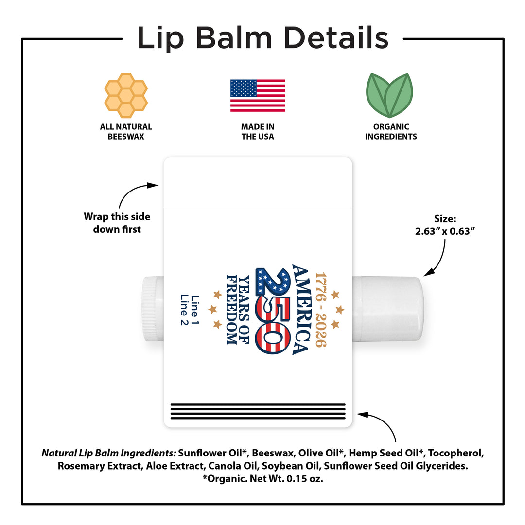 America 250, Patriotic Lip Balm Favors, 4th of July Party Favor, Lip Balm