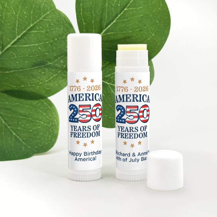America 250, Patriotic Lip Balm Favors, 4th of July Party Favor, Lip Balm