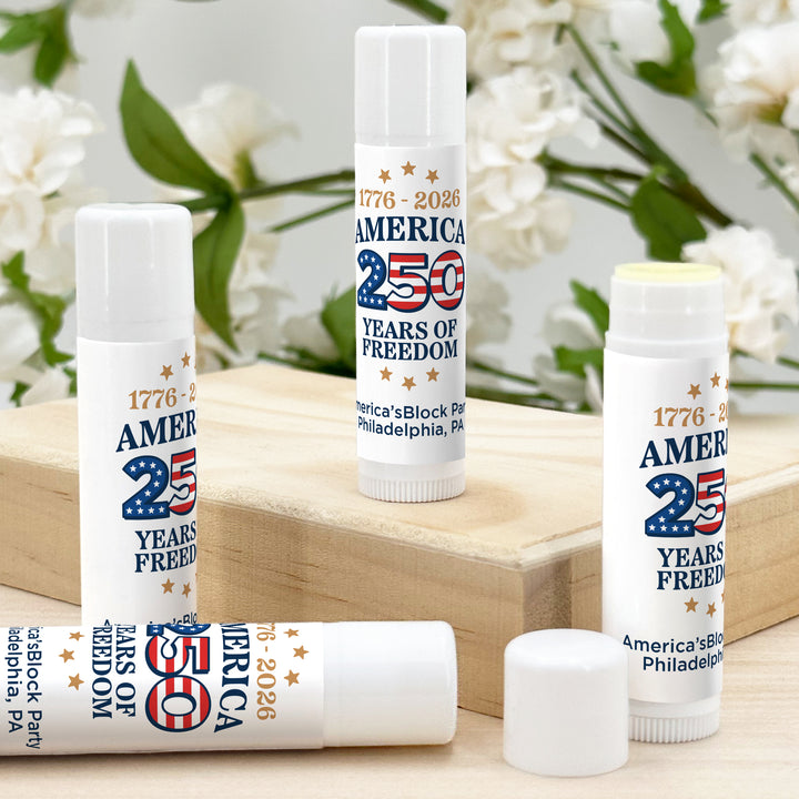 America 250, Patriotic Lip Balm Favors, 4th of July Party Favor, Lip Balm