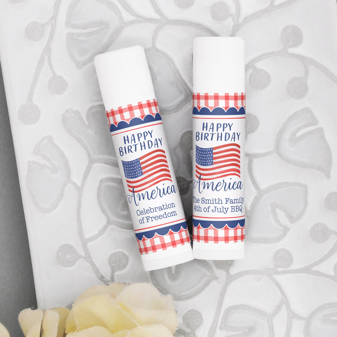 Patriotic Lip Balm Favors, Happy Birthday America, 4th of July, Lip Balm