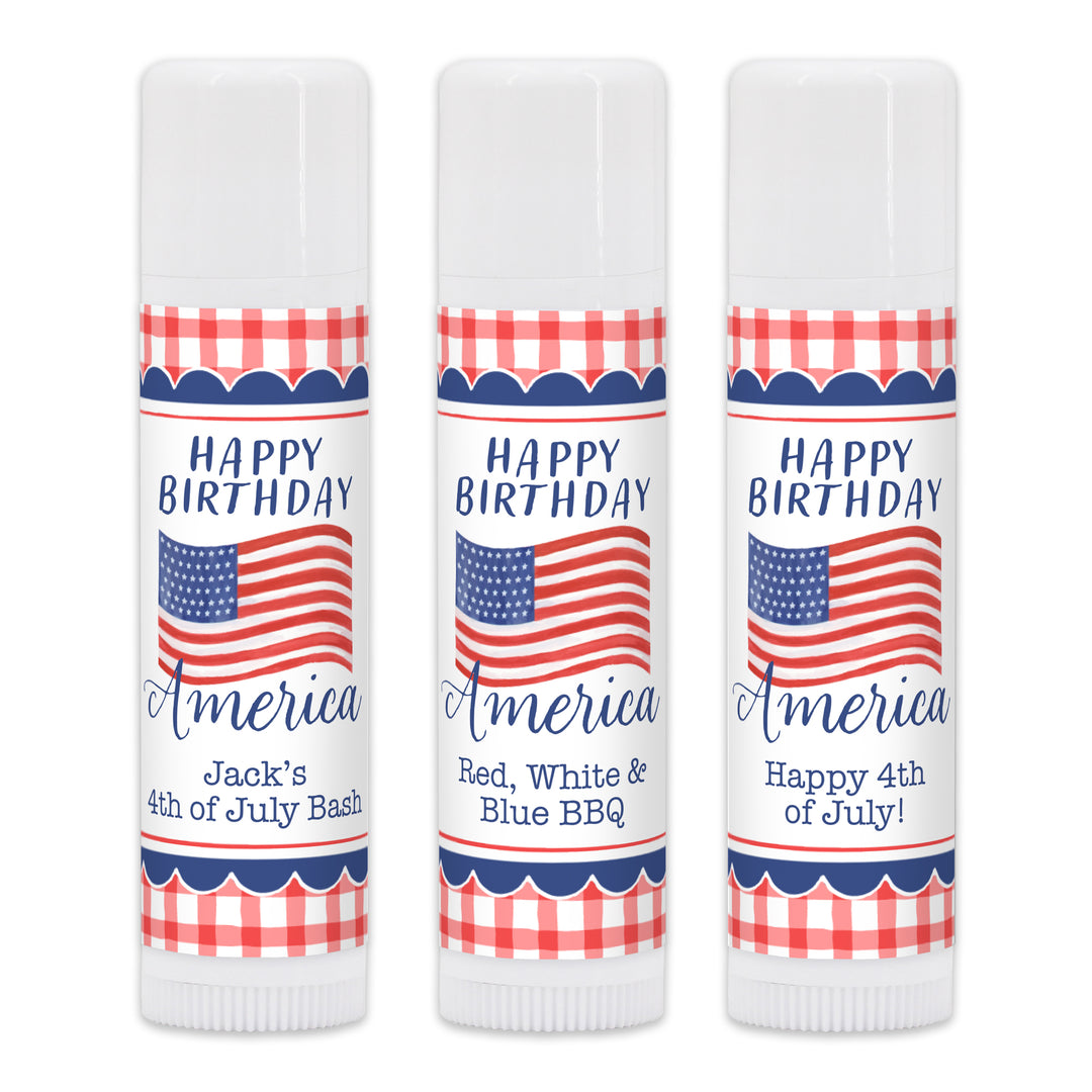 Patriotic Lip Balm Favors, Happy Birthday America, 4th of July, Lip Balm