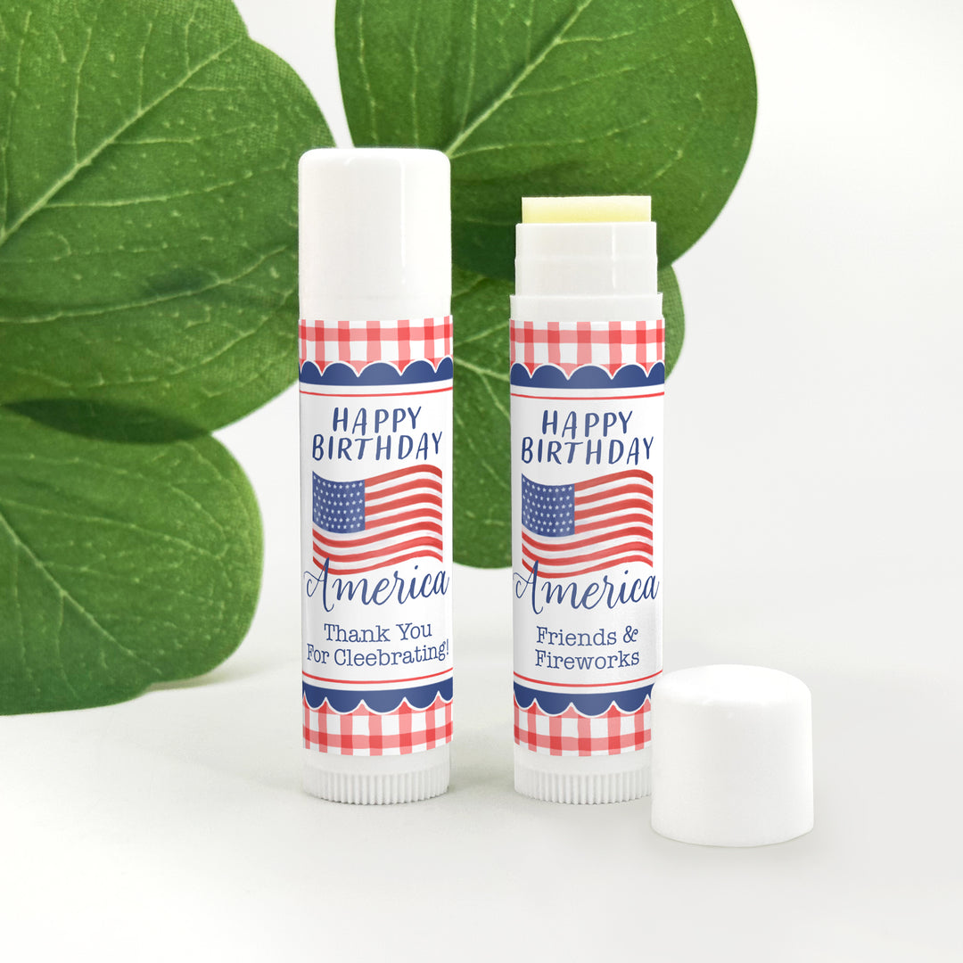 Patriotic Lip Balm Favors, Happy Birthday America, 4th of July, Lip Balm