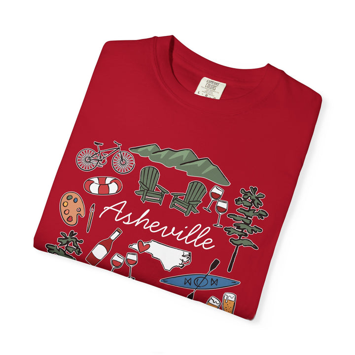 Asheville Bachelorette T-Shirt, Colorful Asheville Doodles, Unisex Comfort Colors® T-Shirt
