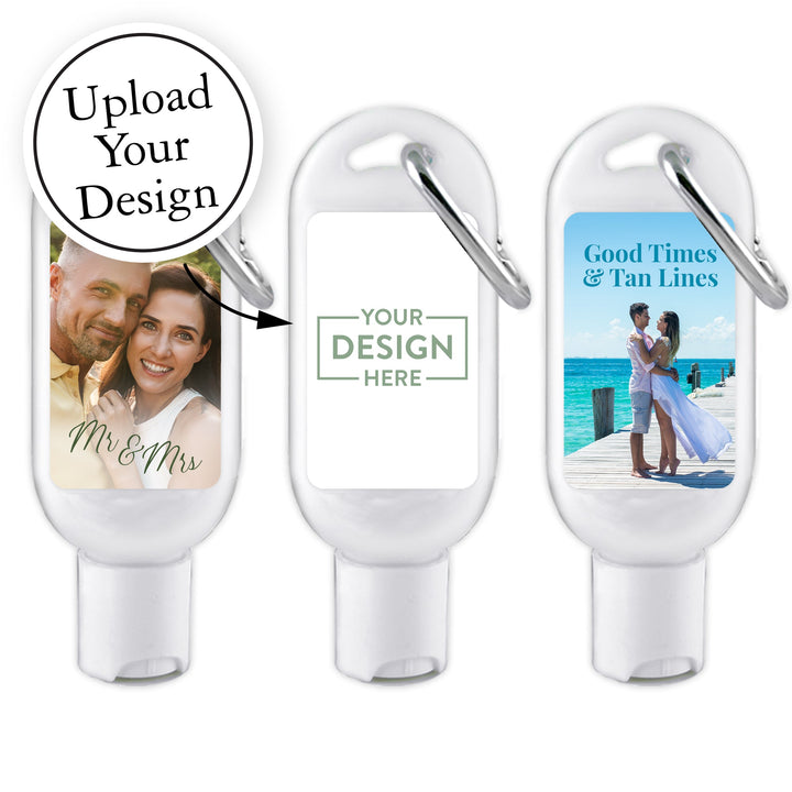 Custom Sunscreen with Carabiner, Wedding Sunscreen Favors, Custom Baby Shower Sunscreen, Personalized Birthday Party Sunscreen, Custom Party Favors (SPF 30)