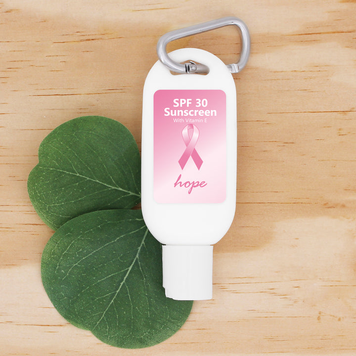Breast Cancer Awareness Sunscreen with Carabiner, SPF 30 Sunscreen Favors