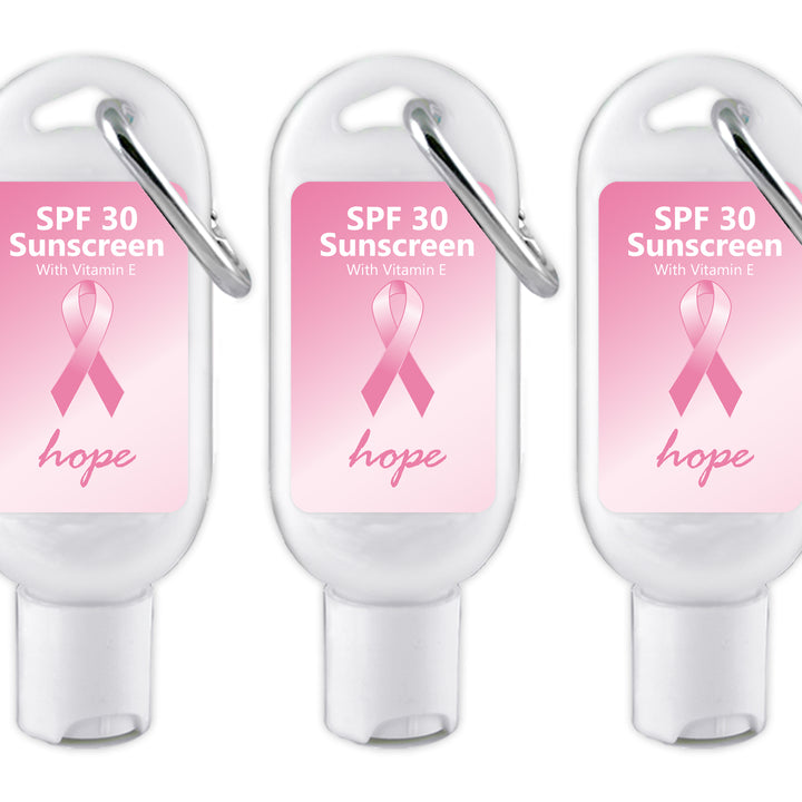 Breast Cancer Awareness Sunscreen with Carabiner, SPF 30 Sunscreen Favors