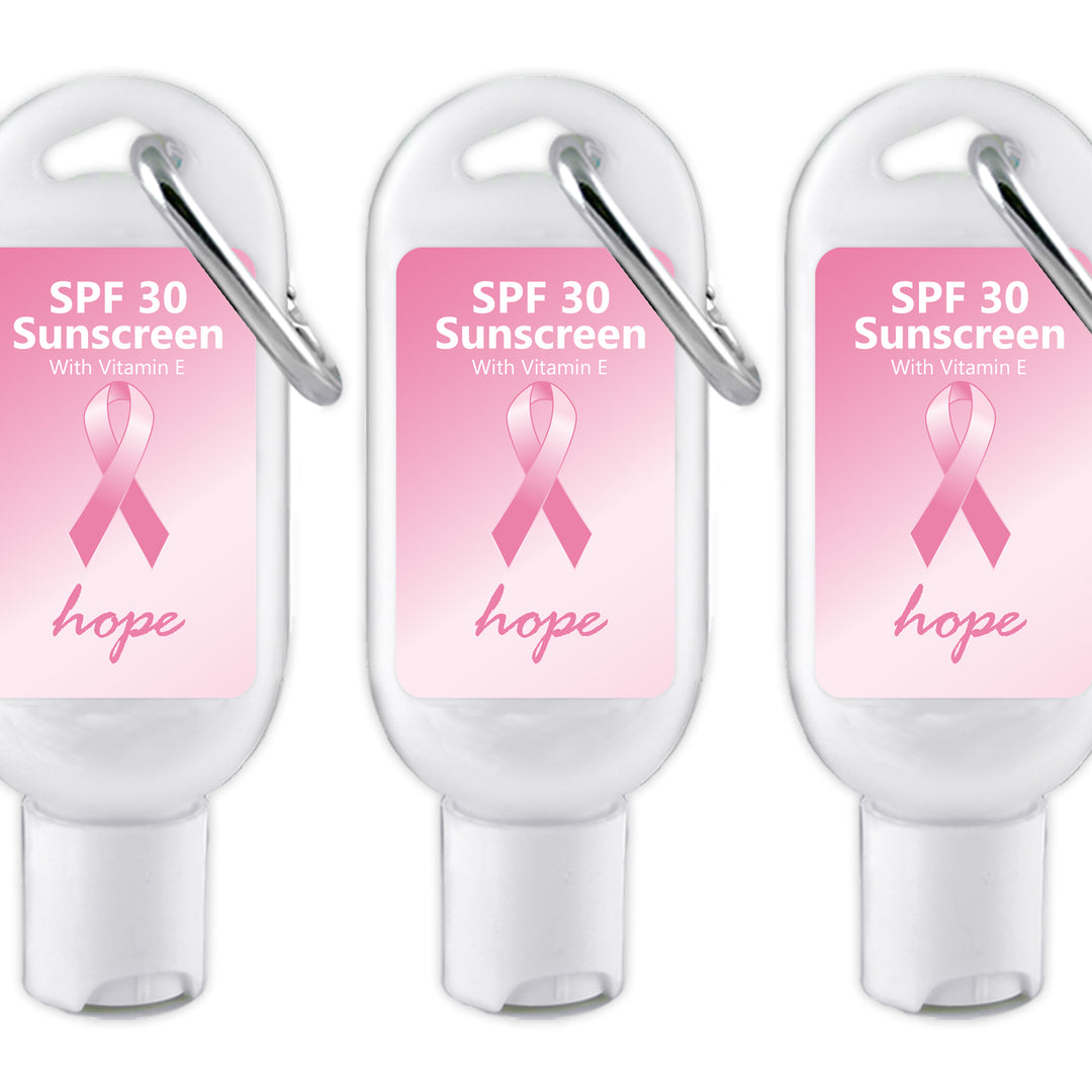 Breast Cancer Awareness Sunscreen with Carabiner, SPF 30 Sunscreen Favors