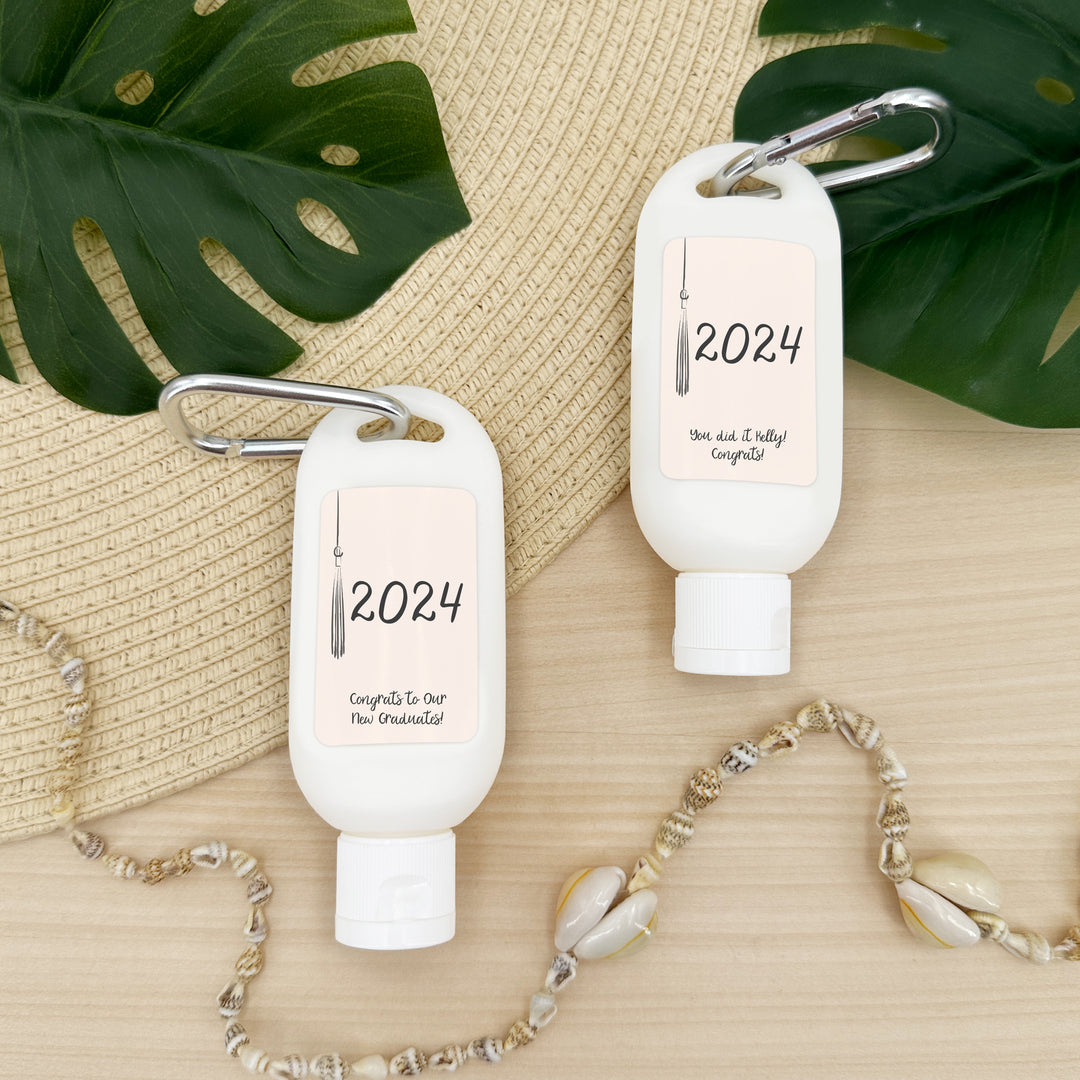 Graduation Favor Sunscreen with Carabiner, Hand Drawn Tassel Sketch