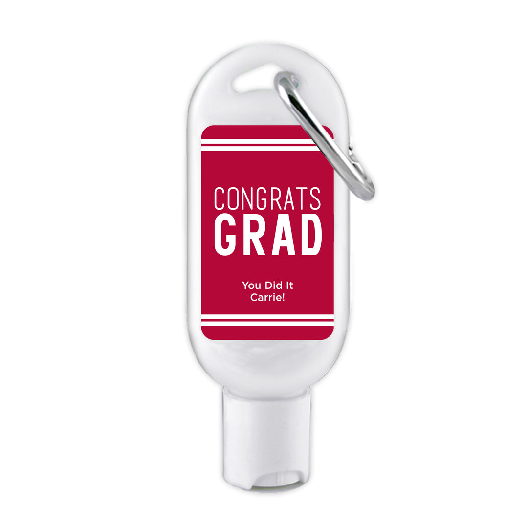 Graduation Favor Sunscreen with Carabiner, School Color with Stripes