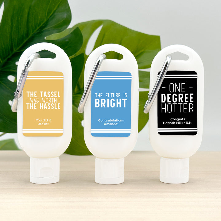 Graduation Favor Sunscreen with Carabiner, School Color with Stripes