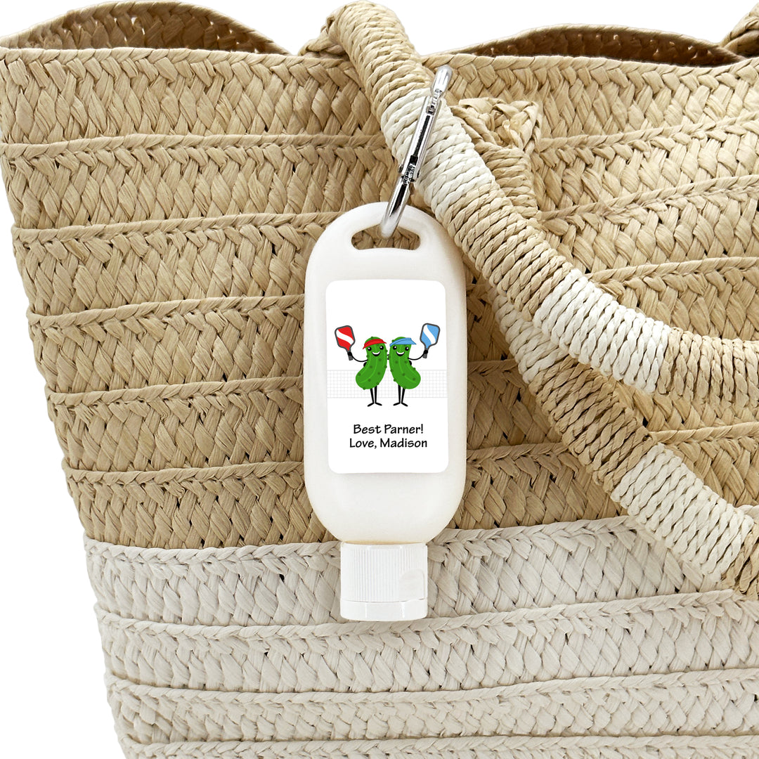 Pickleball Gift for Woman, Pickleball Party Favor, Pickleball Lovers, Personalized Sunscreen with Carabiner, Birthday Party Favors