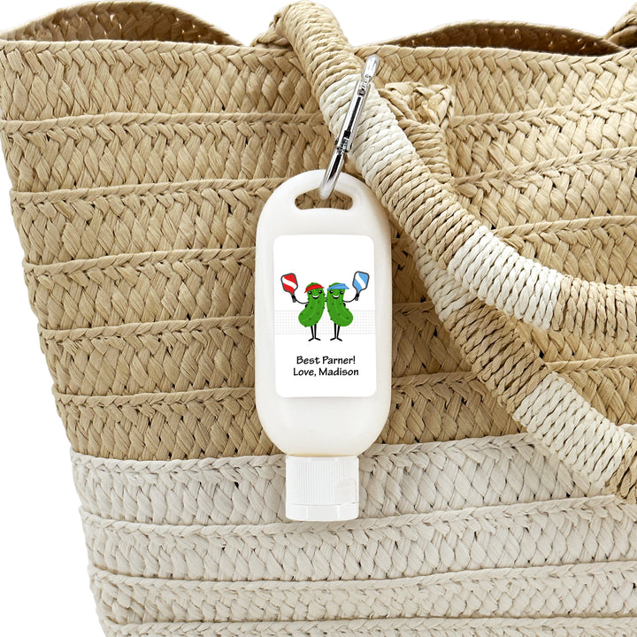 Pickleball Gift for Woman, Pickleball Party Favor, Pickleball Lovers, Personalized Sunscreen with Carabiner, Birthday Party Favors