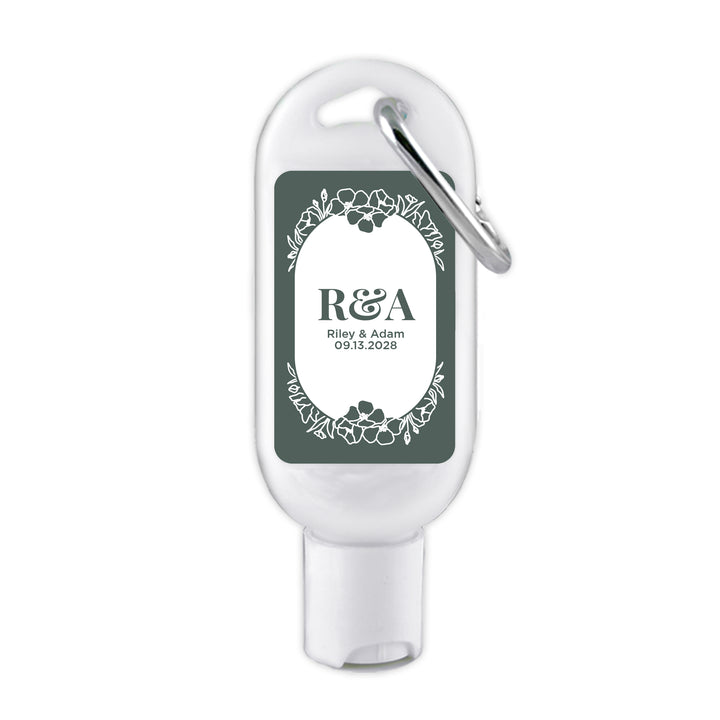 Wedding Favor Sunscreen with Carabiner, Floral Line Drawing
