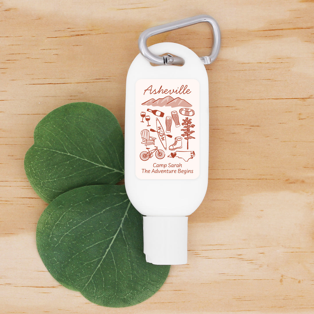 Sunscreen with Carabiner Favor, Girls Trip, Asheville Bachelorette Carabiner Sunscreen
