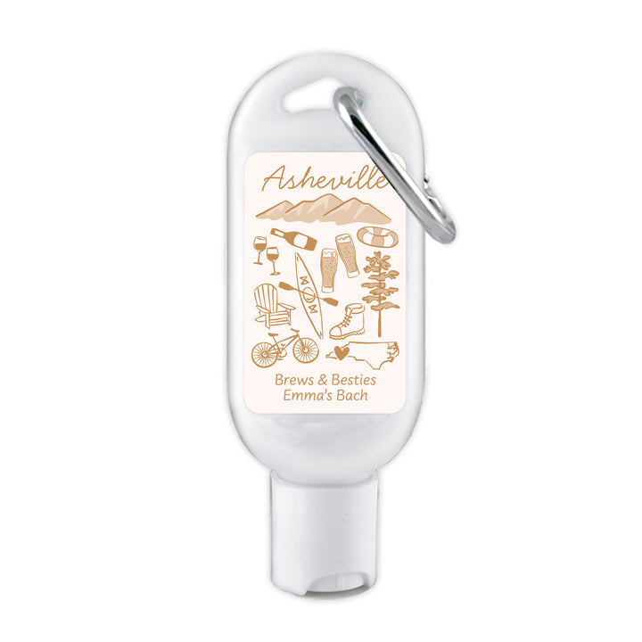 Sunscreen with Carabiner Favor, Girls Trip, Asheville Bachelorette Carabiner Sunscreen