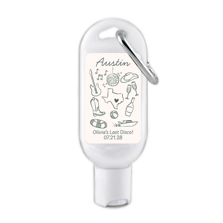 Sunscreen with Carabiner Favor, Girls Trip, Austin Bachelorette Carabiner Sunscreen