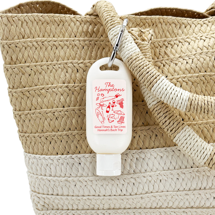 Sunscreen with Carabiner Favor, Girls Trip, Hamptons Bachelorette Carabiner Sunscreen