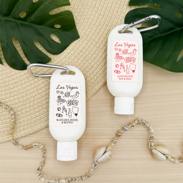 Sunscreen with Carabiner Favor, Girls Trip, Las Vegas Bachelorette Carabiner Sunscreen