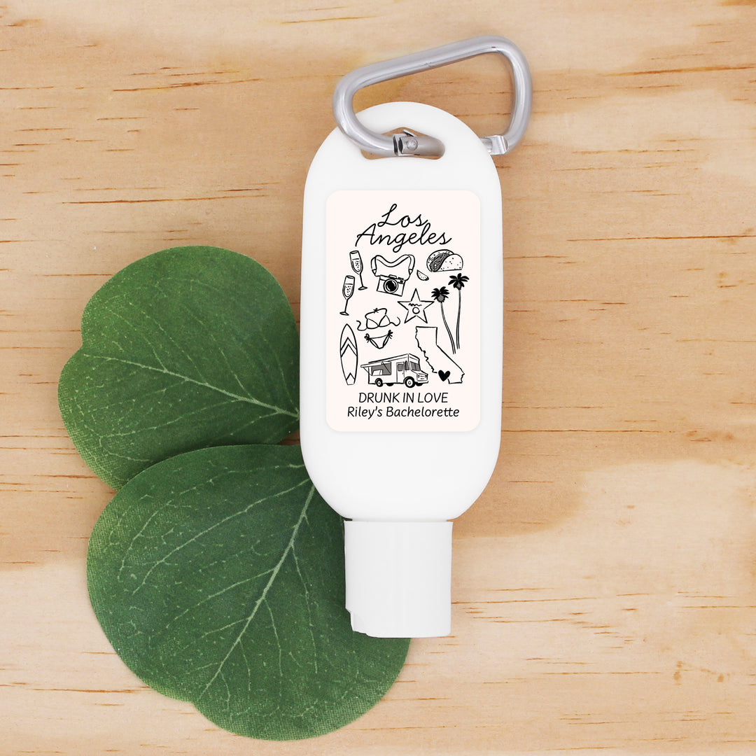Sunscreen with Carabiner Favor, Girls Trip, Los Angeles Bachelorette Carabiner Sunscreen