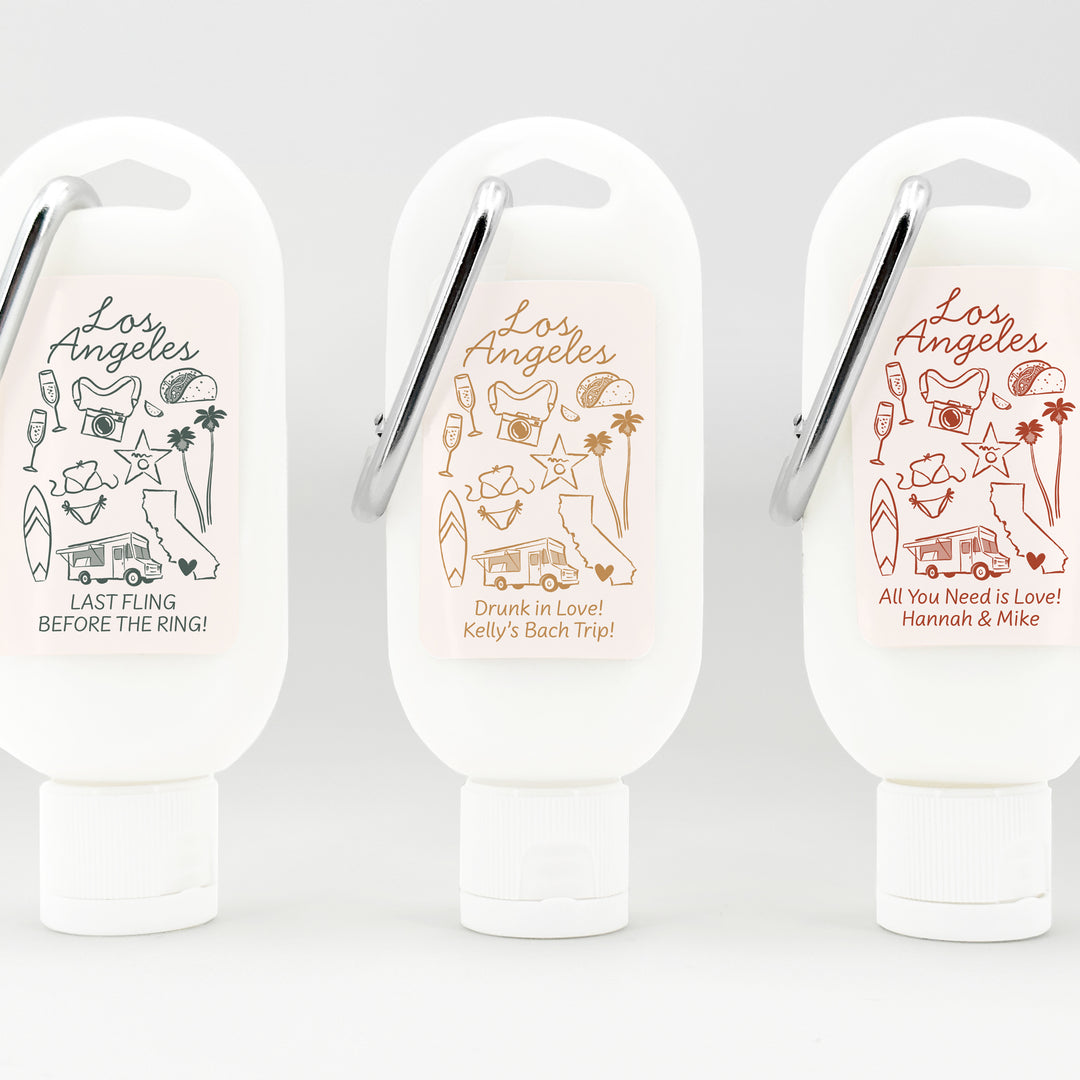 Sunscreen with Carabiner Favor, Girls Trip, Los Angeles Bachelorette Carabiner Sunscreen